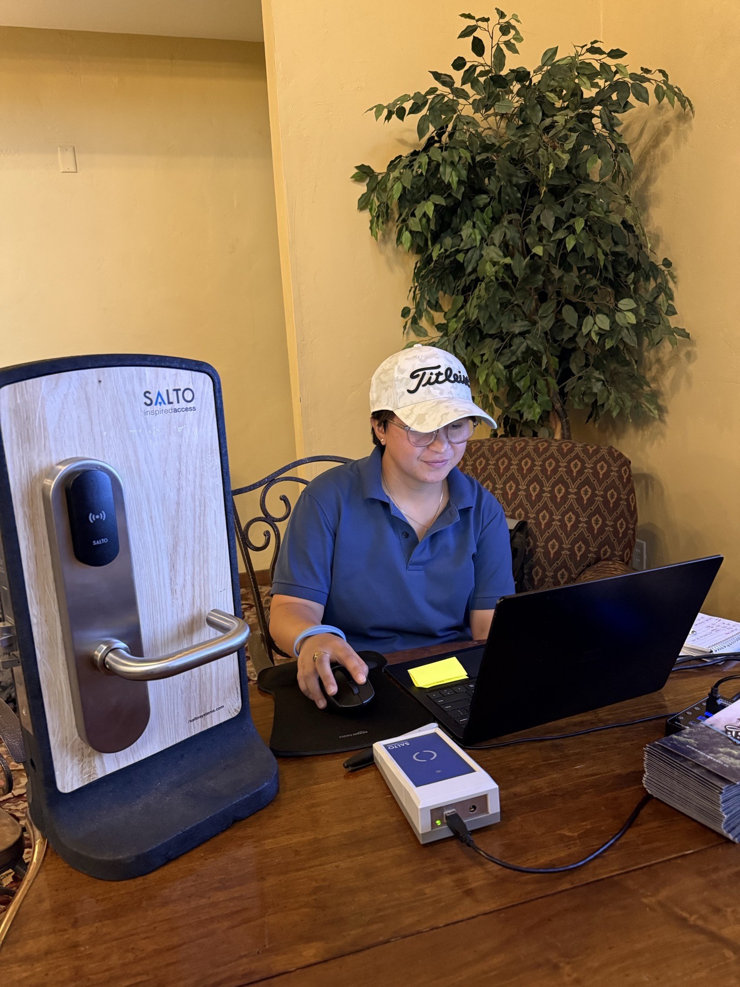 Axiom staff programming SALTO access credentials for the Telemark Lodge migration